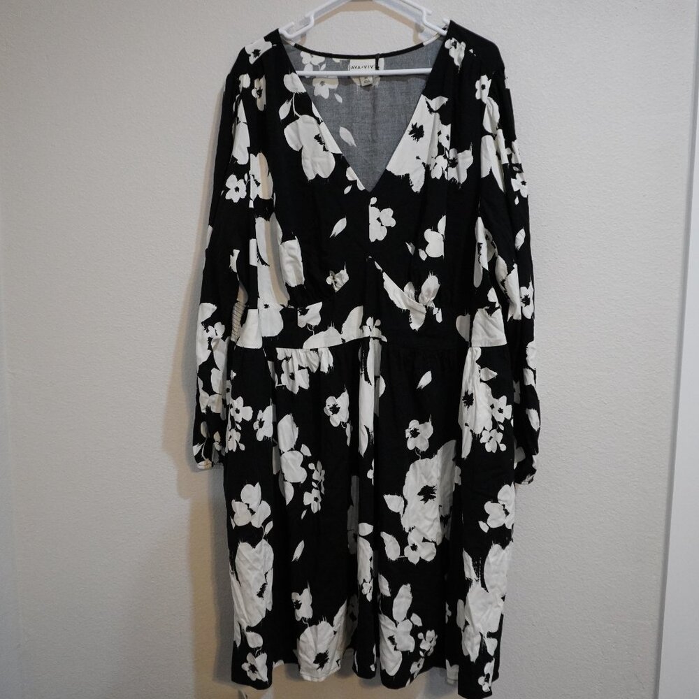 Women's Ava and Liv Soft, Long Sleeve Corset Dress - Black & White - Siz… - Picture 6 of 11